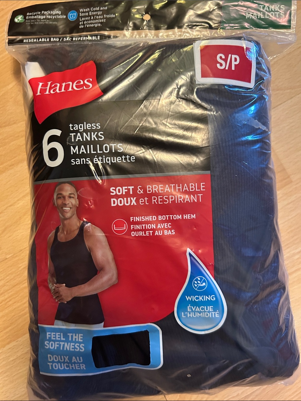 Hanes Men's 6-Pack Tagless Tanks - Black & Navy